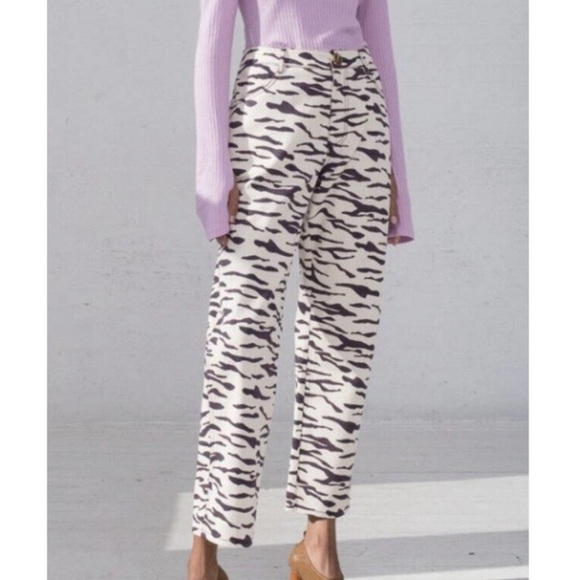 Rejina Pyo Sofia Tiger Print Straight Leg Jeans High Rise UK Size 10 / US Size 6 - Picture 15 of 15
